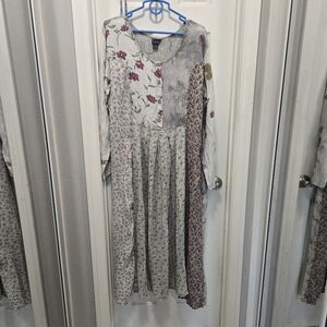 Sacred Threads Floral Patchwork/quilt Dress Size L